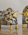 Cow Sculpture Art - Black and Silver